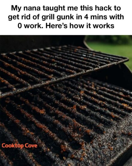 My nana taught me this hack to get rid of grill gunk in 4 mins with 0 work. Here’s how it works