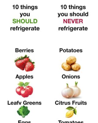 10 things to always refrigerate & 10 things to never refrigerate