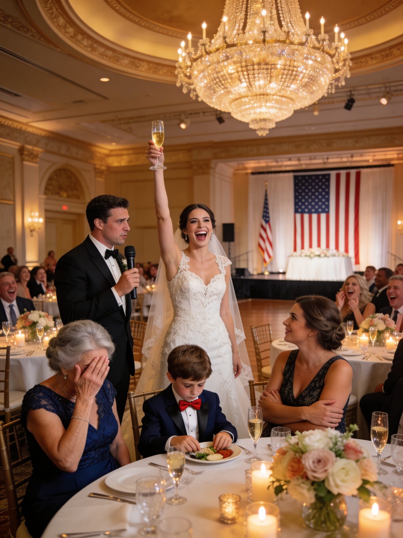 At my sister’s wedding, she “toasted” me as a single mom no one wanted—and my mom joined in, calling my son “defective.” The room roared with laughter… until the groom slowly stood up. When he took the mic, every smile in the ballroom d.ie.d.