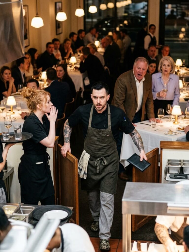 MY MOM THREW ME OUT OF HER DOMAIN WHEN SHE WAS 18, WITH MY CLOTHES IN GARBAGE BAGS, SAYING THEY “COULDN’T AFFORD TO FEED ME” – AND I DIDN’T SPEAK FROM HER FOR TEN YEARS. THEN I WON A MICHELIN STAR, OPENED MY OWN PLACE, AND ON A SOLD-OUT SATURDAY NIGHT, I LOOKED AT THE RESERVATIONS LIST AND SAW THEIR NAME STILL THERE LIKE A THREAT. They walked in as if nothing had happened, ordered the tasting menu for four, took pictures of every dish as if they owned the place… Then, just as the bill hit the table, my waiter ran back, pale, and whispered, “CHEF… THEY SAY THERE’S A PROBLEM.” Because my dad was standing there—loud enough for nearby tables to turn—insisting that the meal should be free, “BECAUSE we’re family”… And I could feel the entire dining room holding its breath as I emerged from the kitchen and walked straight toward them…