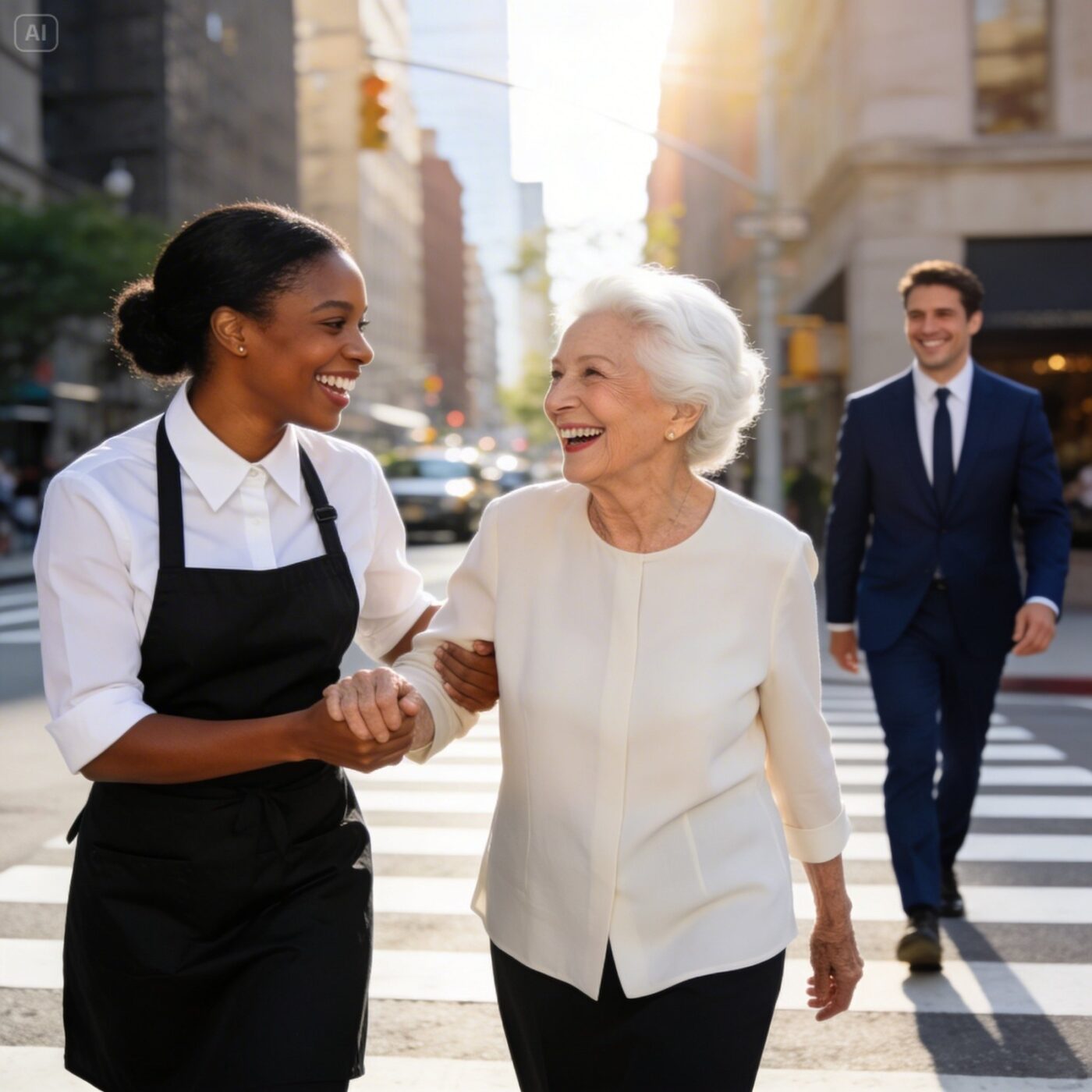A POOR BLACK WAITRESS HELPS AN ELDERLY WOMAN CROSS THE STREET, UNWARE THAT THE WOMAN’S BILLIONAIRE SON IS WATCHING HER.