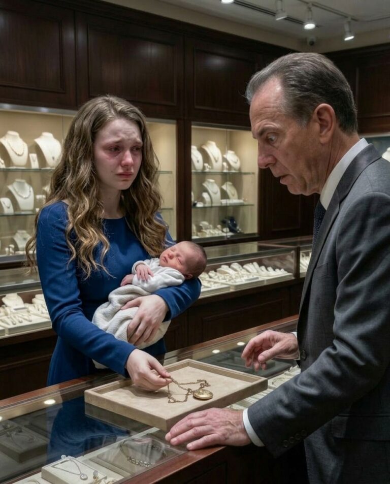After giving birth, my husband threw me out onto the street with our newborn. Penniless and desperate, I tried to sell the necklace I’d always worn. The jeweler turned pale and whispered to me, “Your father has been looking for you for twenty years.”