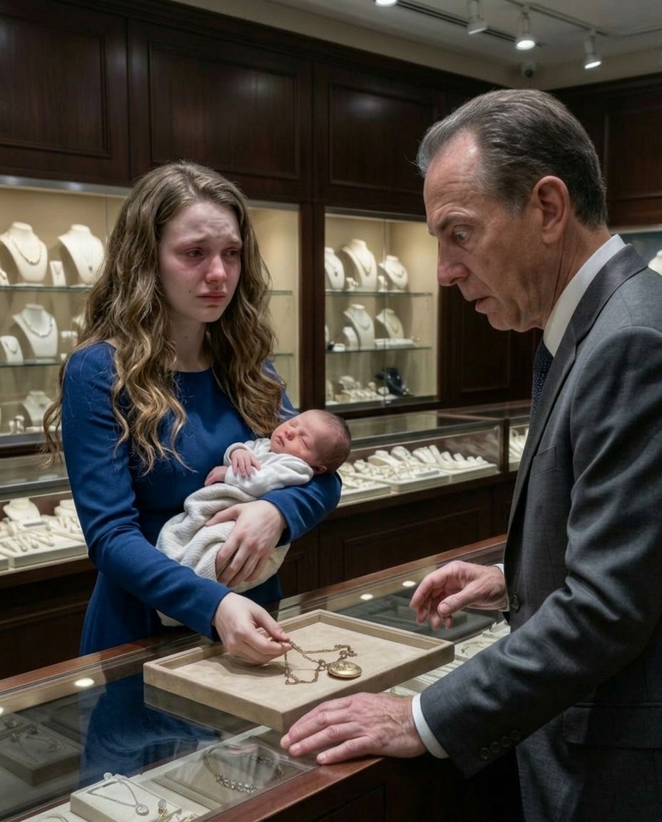 After giving birth, my husband threw me out onto the street with our newborn. Penniless and desperate, I tried to sell the necklace I’d always worn. The jeweler turned pale and whispered to me, “Your father has been looking for you for twenty years.”