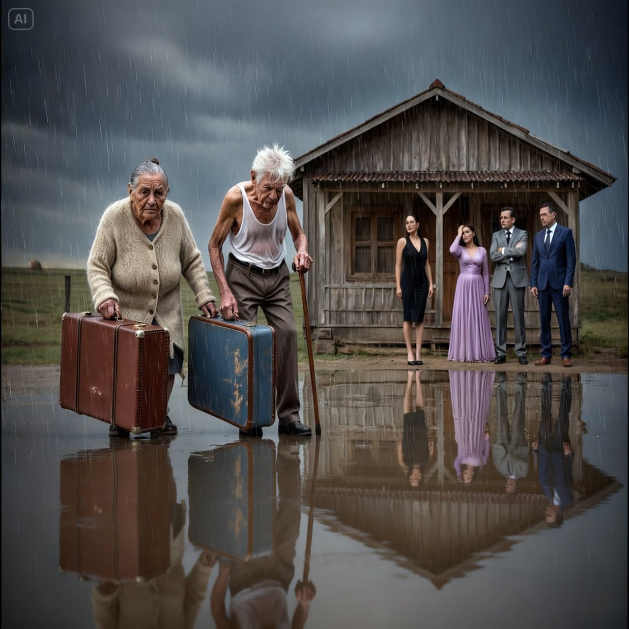 Children throw their parents out in the rain… but the old man was hiding a million-dollar inheritance…