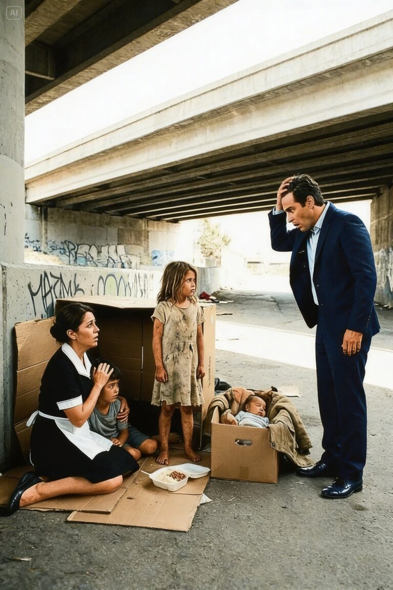 The millionaire followed the maid and saw her under a bridge with her children. The eldest revealed everything. Ricardo Montoya had been noticing something for three weeks that he didn’t know how to name. It wasn’t anything specific, not a mistake in the kitchen, nor a stain on the floors, nor a complaint, nor a delay.  It was something in Lupe, something that was leaving her, like the light of a candle goes out when someone leaves the window open, slowly, without noise, without anyone noticing, until the flame is almost gone.  Her hands were the first thing he noticed. Ricardo saw her serving the triplets breakfast one Monday morning and stopped at the kitchen door because Lupe’s hands were red, cracked, with the skin splitting at the knuckles, as if she had submerged them in ice water for hours.  She served the three fruit platters with her usual precision. Sliced ​​banana for Sebastián, diced apple for Santiago, and seedless mango for Emilia.