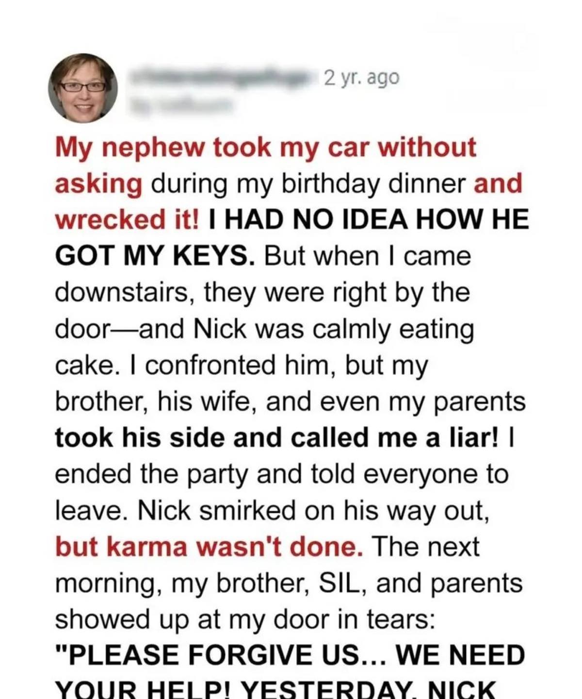 My Nephew Stole My Car and Wrecked It — My Brother Refused to Take Responsibility, But Karma Stepped In.