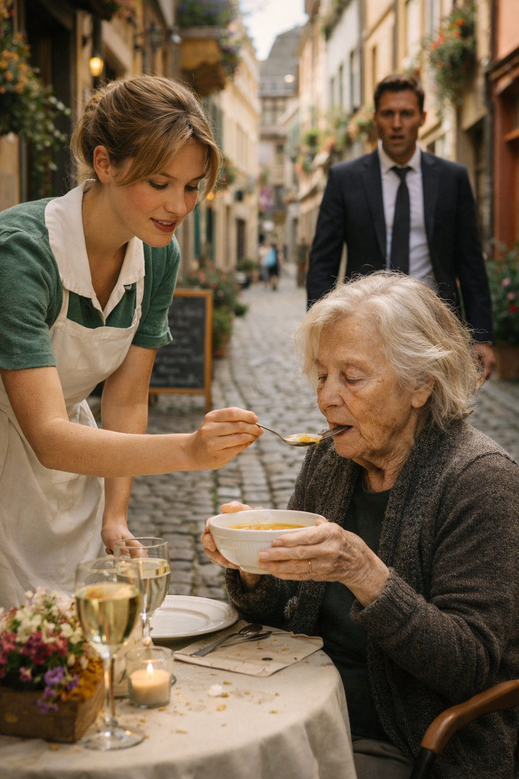 A billionaire noticed a humble waitress feeding his mother, who suffered from Parkinson’s disease — and what followed was extraordinary.