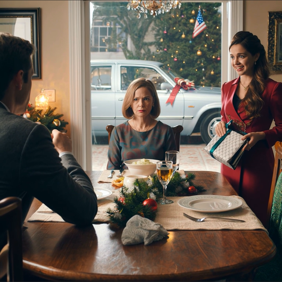 I prepared Christmas dinner for my son and daughter-in-law, gave him a brand-new car and her a $1,500 designer purse… and when it was their turn to give me a gift, my son looked me dead in the eye and said, “My wife told me to teach you a lesson, so no gifts,” while she stood there smiling—so I pulled a thick envelope out of my bag, slid it across the table, and said, “Perfect. Then I have one more gift for you both.”