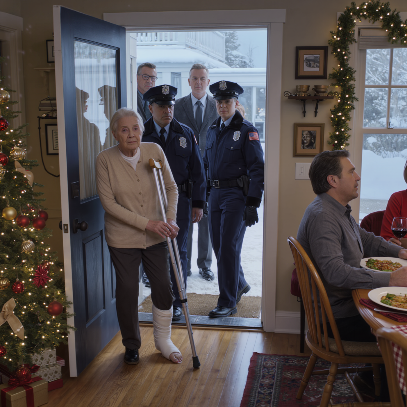 I Showed Up to Christmas Dinner with a Cast on My Foot and a Voice Recorder in My Pocket — My Son Laughed in My Face and Said I “Deserved It”… Then the Doorbell Rang and I Said, “Come In, Officer.”