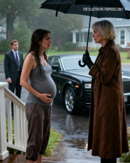 My husband threw me out into the street and slammed the door, and there I stood in the pouring rain — barefoot, my pregnant belly exposed. But when my wealthy grandmother arrived, she hugged me tightly and quietly said, “I will make sure your husband regrets everything.”