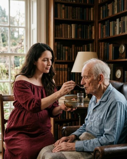 I married my 80-year-old neighbor to save his house… and then I got pregnant and his family came for bl00d