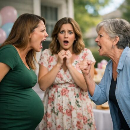 My twin sister and I were both eight months pregnant. At her baby shower, my cruel mom demanded that I give my $18,000 baby fund to my sister, saying she deserves it more than you. When I firmly refused, saying, “This is for my baby’s future.” She called me selfish and then suddenly punched me hard in the stomach with full force.