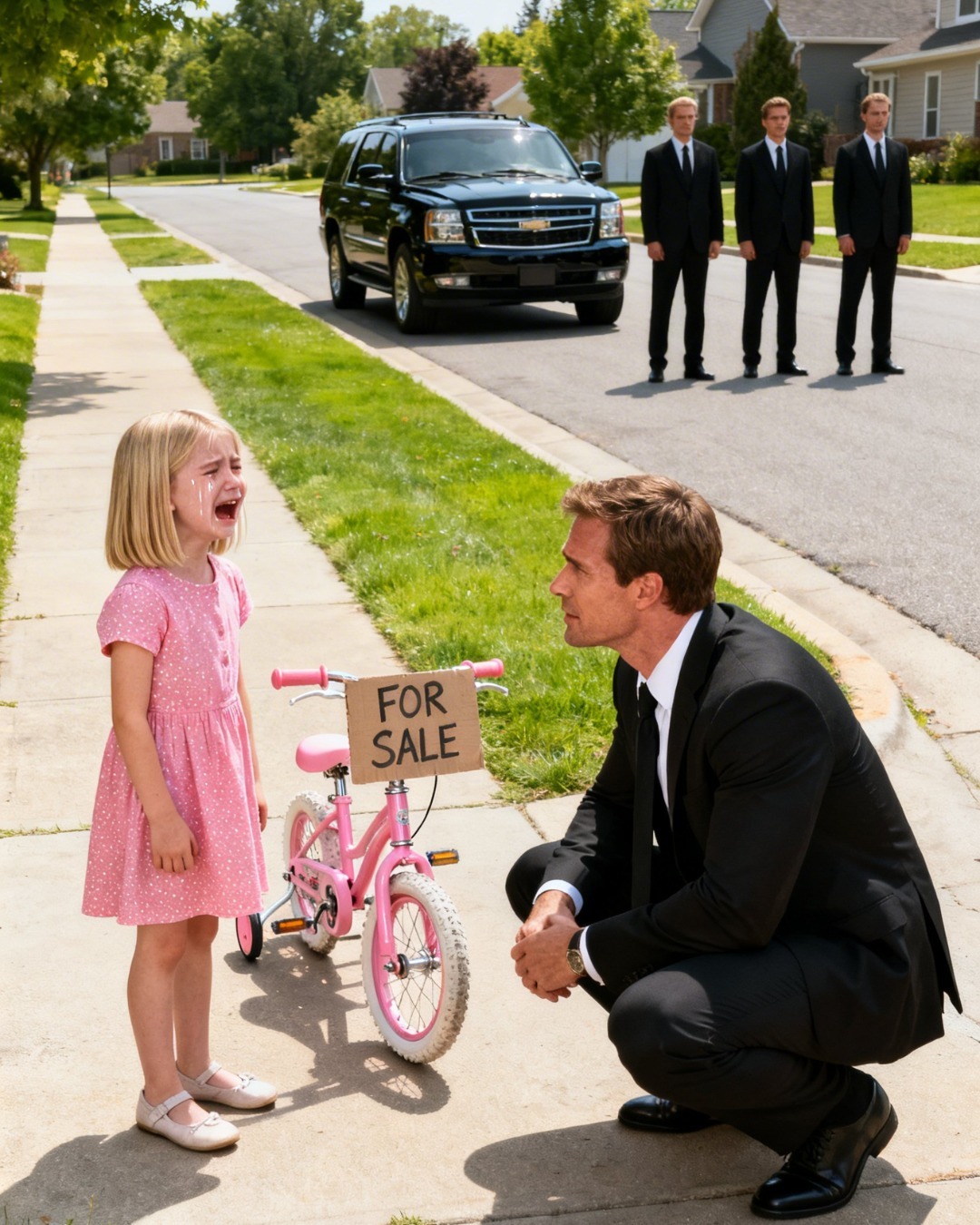 He turned around. A little girl stood there, holding a rusty pink bicycle, shivering in the rain.-nhuy